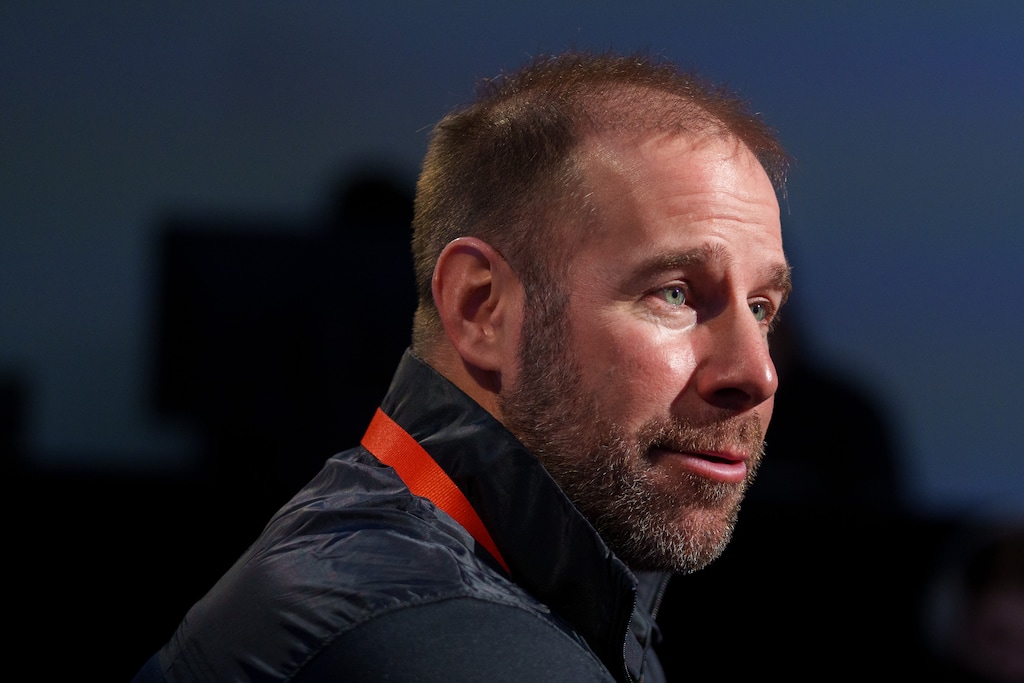(Trent Nelson  |  The Salt Lake Tribune) Utah football defensive coordinator Morgan Scalley at a Rose Bowl media session in Los Angeles, Calif., on Wednesday, Dec. 29, 2021.