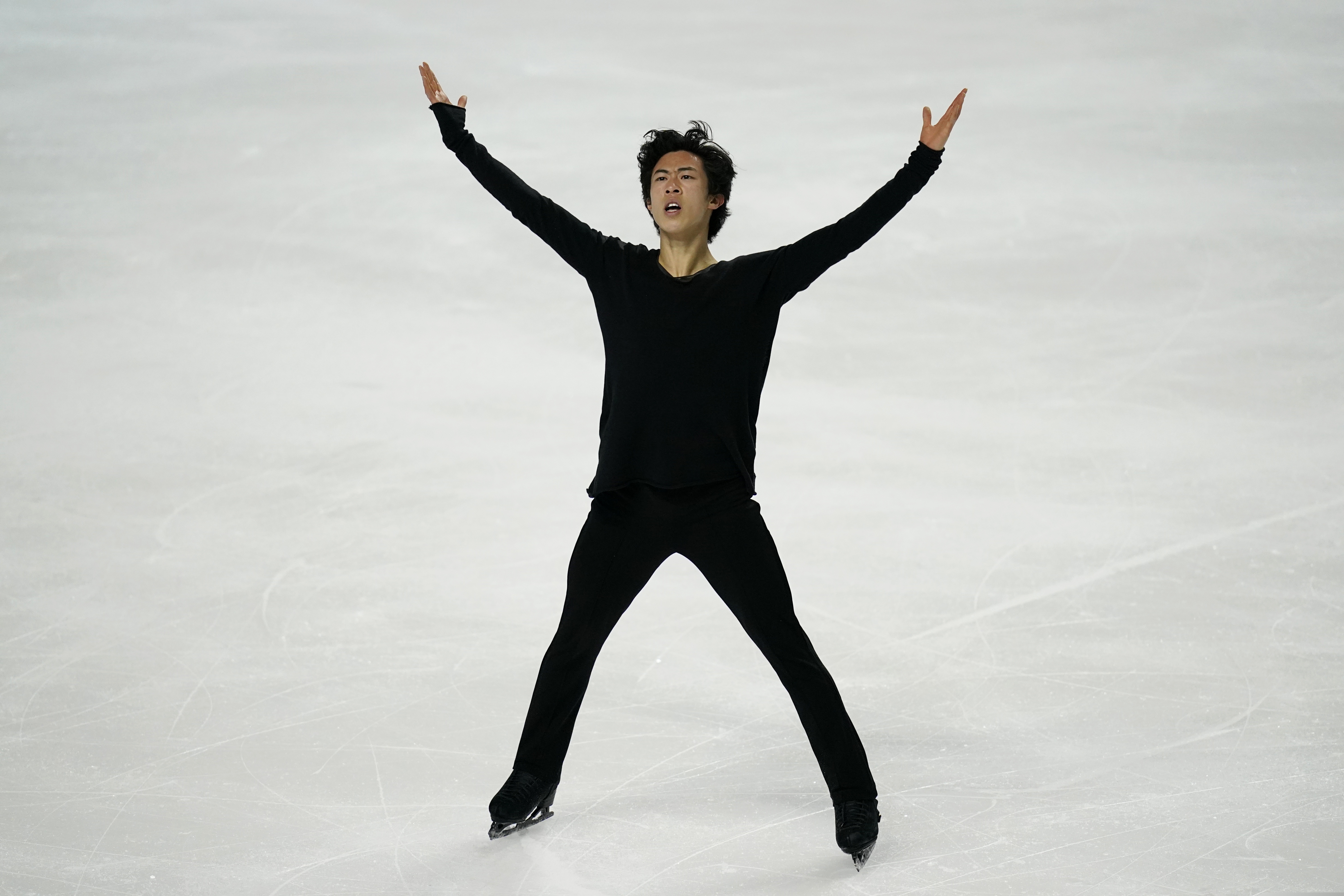 (John Locher | AP) Nathan Chen performs during the men's free skate at the U.S. Figure Skating Championships, Sunday, Jan. 17, 2021, in Las Vegas. This week he will participate in the virtual parade for President-elect Joe Biden's inauguration.