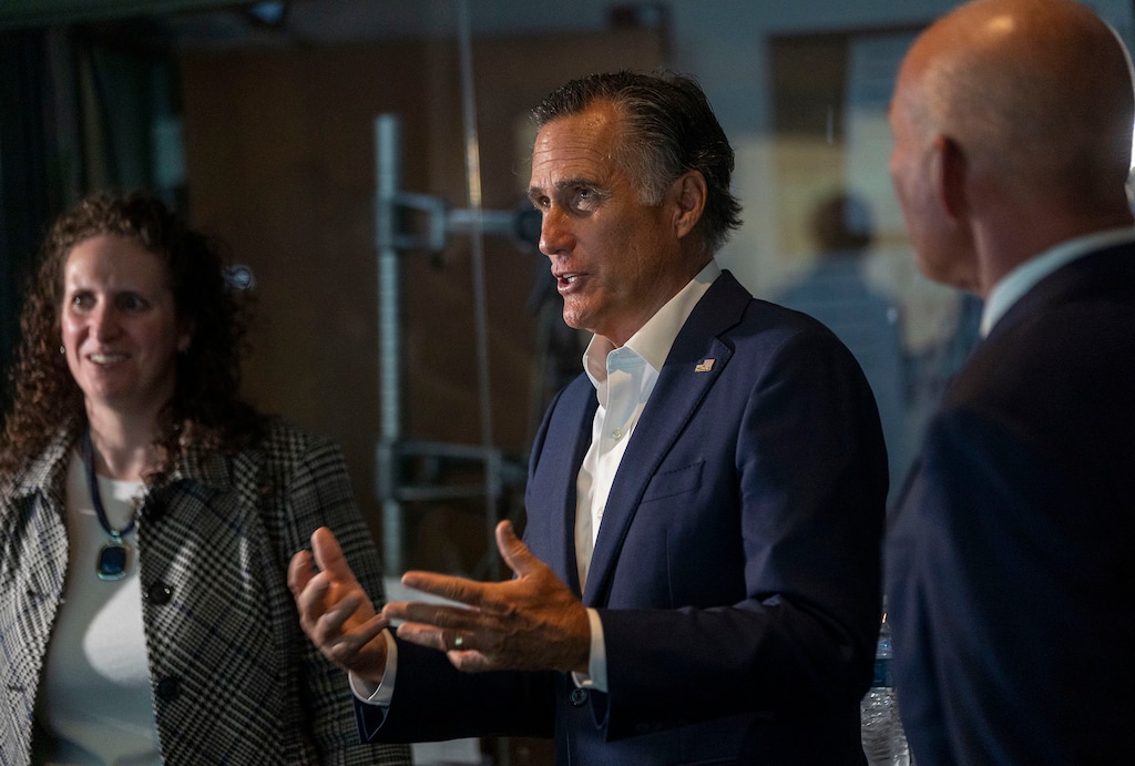 (Rick Egan | The Salt Lake Tribune) 
Lisa Zundel, traffic management division director for the Utah Department of Transportation, gives Sen. Mitt Romney a tour of UDOT's Traffic Operations Center on Thursday, Aug. 26, 2021.