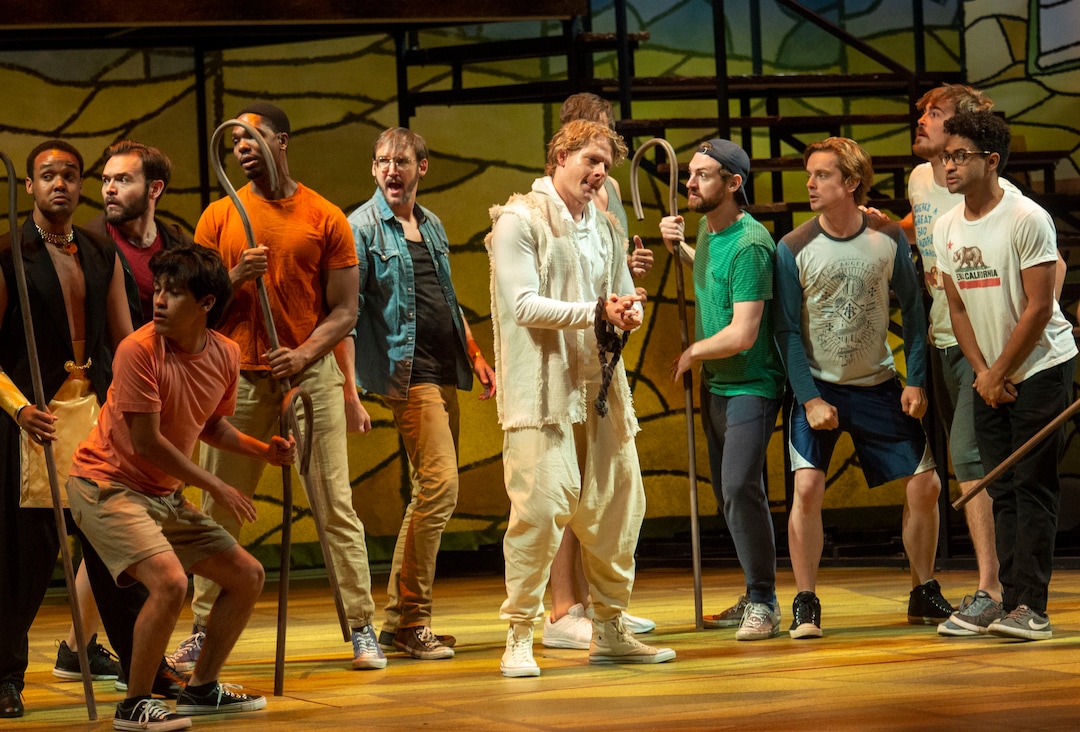 (Rick Egan  |  The Salt Lake Tribune)   Actors walk through a technical rehearsal for Joseph and the Amazing Technicolor Dreamcoat, at the Shakespeare Festival in Cedar City, Wednesday, June 19, 2019.