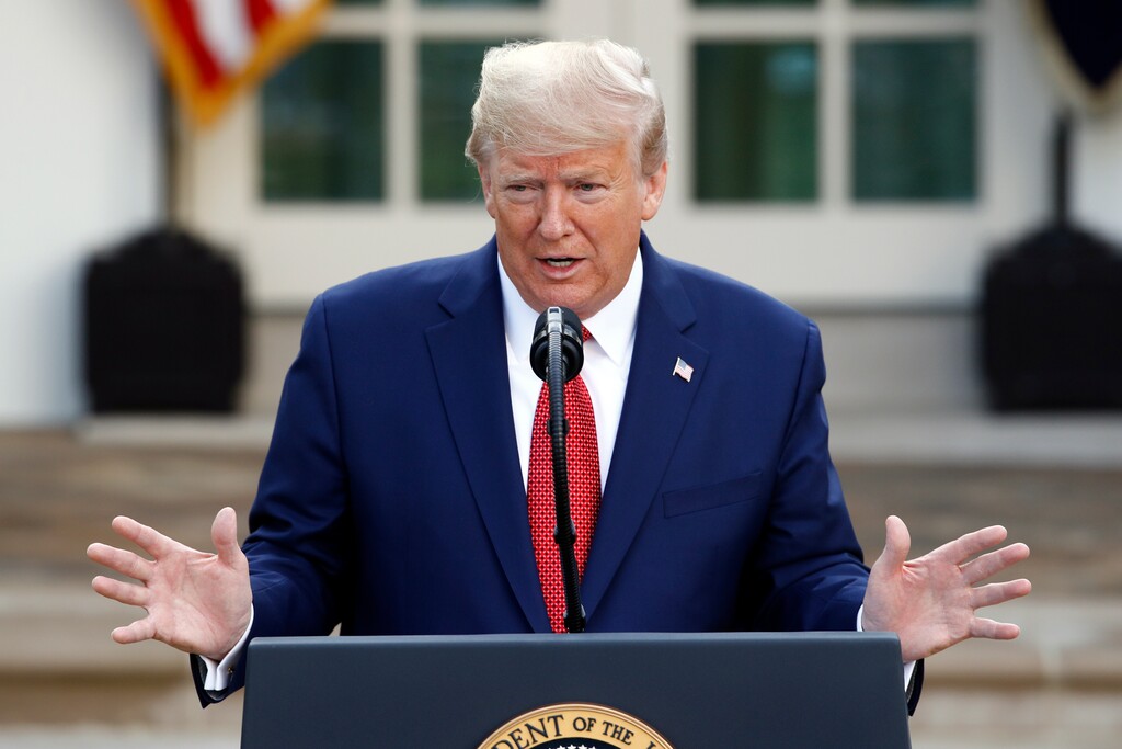 (Patrick Semansky | AP) President Donald Trump speaks during a coronavirus task force briefing in the Rose Garden of the White House, Sunday, March 29, 2020, in Washington.