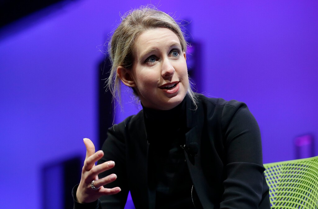 (Jeff Chiu | AP file photo) In this Nov. 2, 2015 file photo, Elizabeth Holmes, founder and CEO of Theranos, speaks at the Fortune Global Forum in San Francisco. Oscar-winning filmmaker Alex Gibney has premiered his latest documentary on the fraudulent tech startup Theranos at the Sundance Film Festival Thursday night, Jan. 24, 2019.