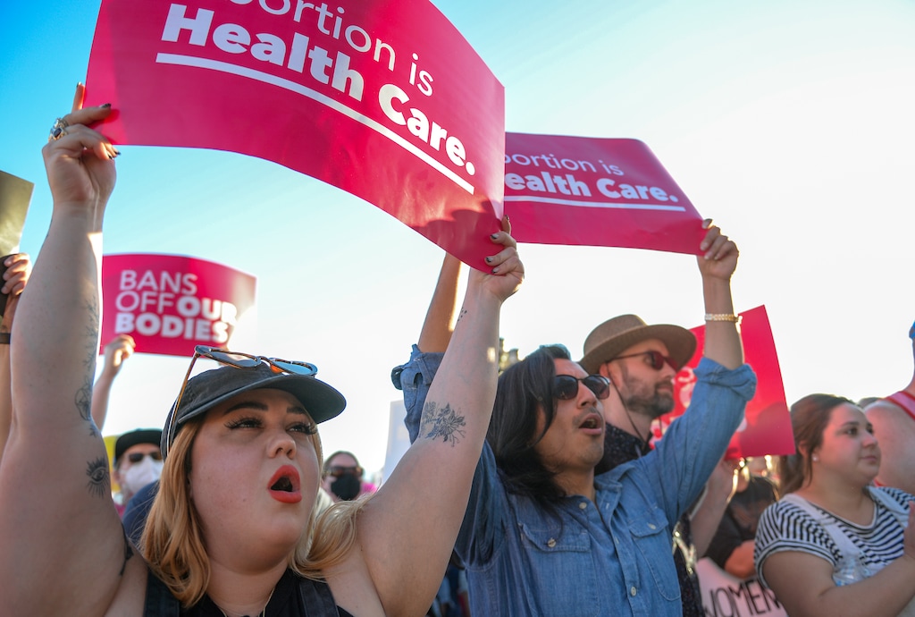 (Chris Samuels | The Salt Lake Tribune) People gather for a rally in defense of abortion rights after at the Capitol, Friday, June 24, 2022. The Supreme Court Friday overturned Roe v. Wade, rescinding the federal right to abortion.