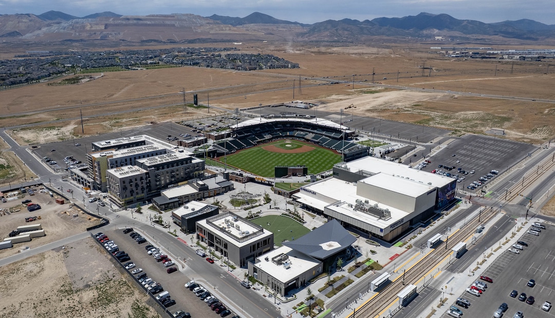 (Francisco Kjolseth | The Salt Lake Tribune) New development is pictured around The Ballpark at American First Square in South Jordan on Tuesday, July 21, 2026.