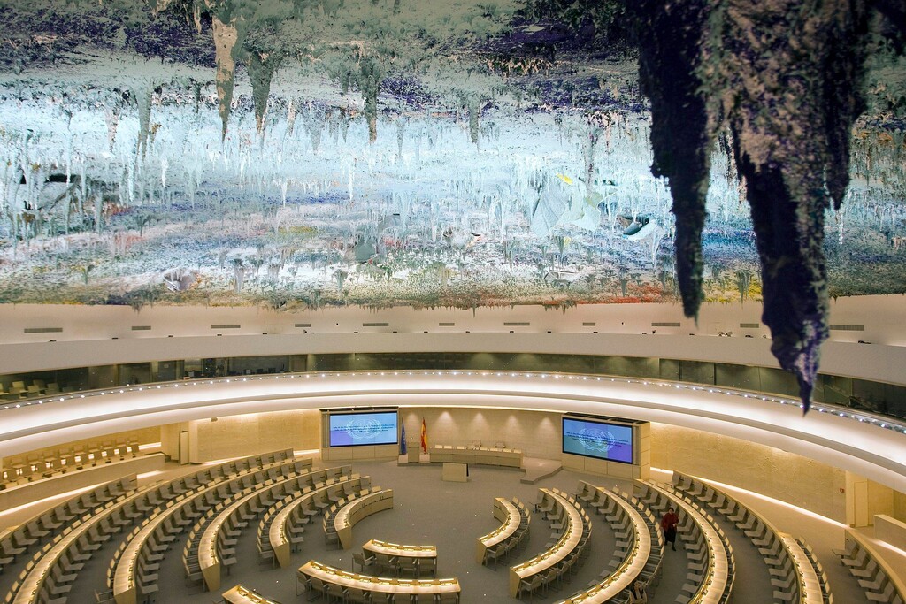(Salvatore Di Nolfi | Keystone | The Associated Press) This is a Tuesday, Nov. 8, 2008 file photo, showing a general view of the Human Rights Room (Room XX) at the European headquarters of the United Nations in Geneva, Switzerland. Diplomats say the United States is about to quit the United Nation’s main human rights body, primarily over Washington’s claim that the Human Rights Council is biased against Israel. The move would be the Trump administration’s latest snub of the international community. The U.S. State Department said Friday, June 15, 2018 no decision has been made to leave.