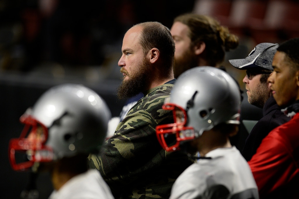 Scott Sommerdorf | The Salt Lake Tribune
Salt Lake Screaming Eagles head coach William McCarthy watches practice at the Maverick Center, Wednesday, February 15, 2017. The Screaming Eagles are a new arena football team that relies on fan voting for everything from hiring the team's coaches to roster cuts to calling each play of the game.