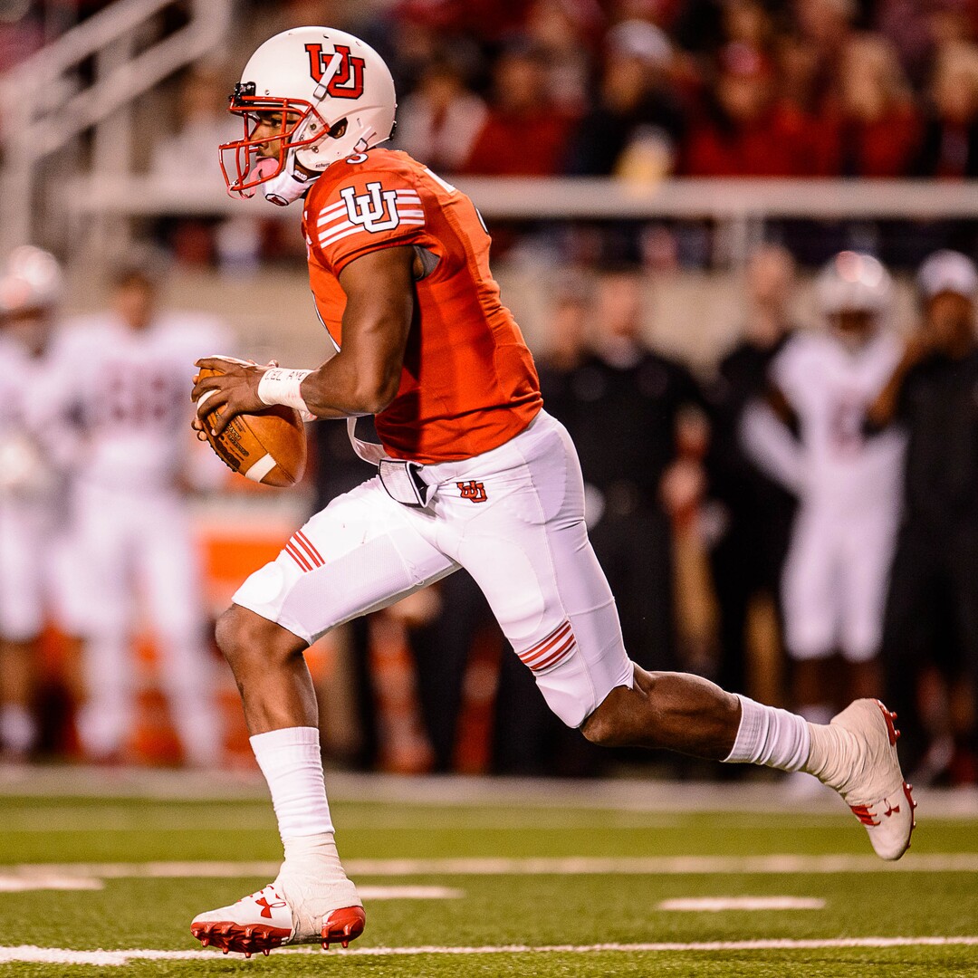 (Trent Nelson | The Salt Lake Tribune)  Utah Utes quarterback Troy Williams (3) runs the ball as the University of Utah hosts Stanford, NCAA football at Rice-Eccles Stadium in Salt Lake City Saturday October 7, 2017.