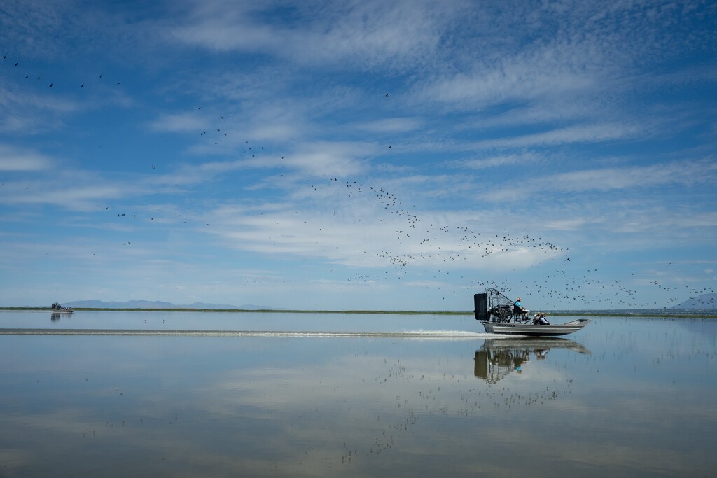 (Trent Nelson  |  The Salt Lake Tribune) Environmental Protection Agency (EPA) Administrator Lee Zeldin tours the Great Salt Lake at Farmington Bay on Saturday, May 23, 2026.