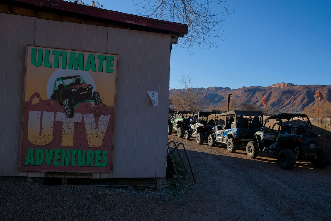 (Leah Hogsten | The Salt Lake Tribune) Moab's Ultimate UTV Adventures rents UTV's for 5 hours, 10 hours, and 24-hours, ranging in starting price from $259 to 449, Feb. 20, 2021.