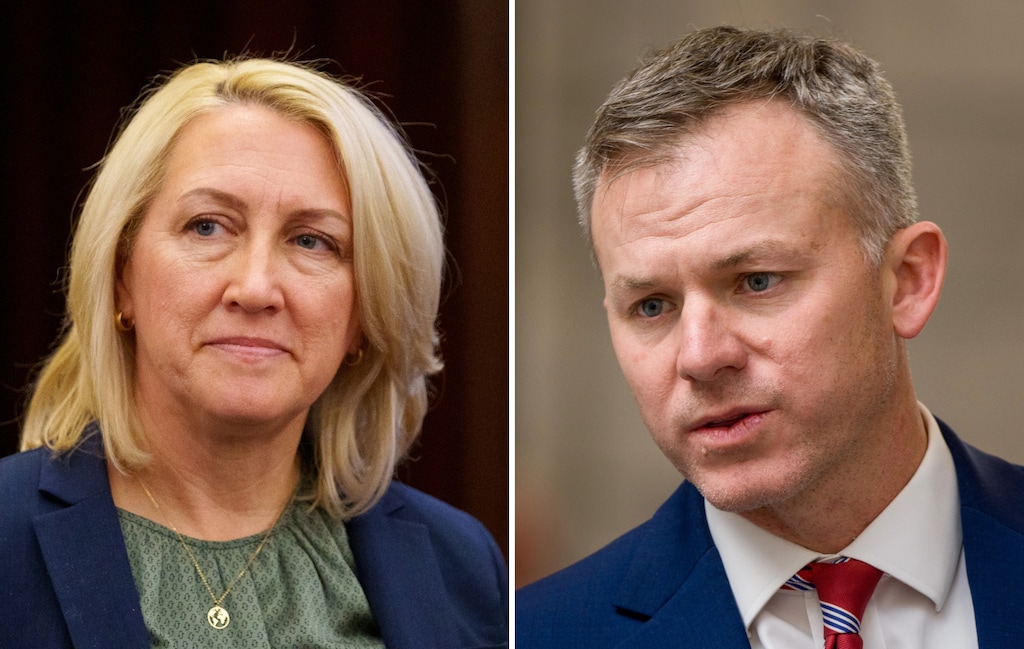 (Trent Nelson | The Salt Lake Tribune) Candidates for the Republican nomination for Utah's new 2nd Congressional District: state Rep. Karianne Lisonbee, R-CLearfield, left; and U.S. Rep. Blake Moore.