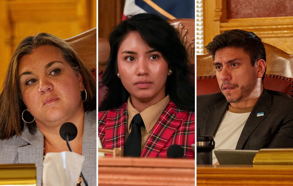 (The Salt Lake Tribune) From left, Salt Lake City Council members Victoria Petro, Eva Lopez Chavez and Alejandro Puy.