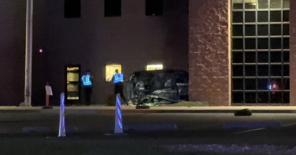 (FOX 13) Police say a speeding driver struck the American Preparatory Academy building on 3100 South just before 11 p.m., causing the vehicle to go up in flames.