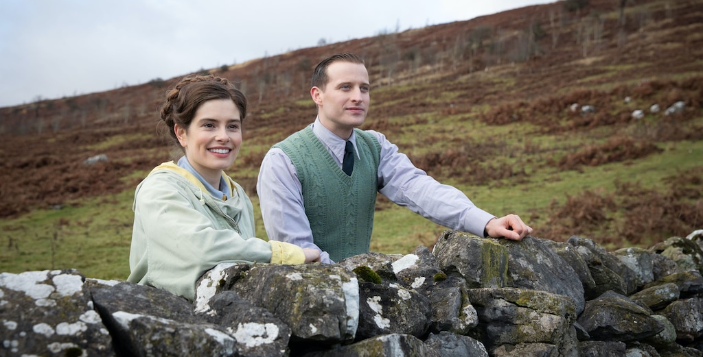 (Photo courtesy of Ed Miller/Playground Television (UK) Ltd.) Rachel Shenton as Helen Alderson and Nicholas Ralph as James Herriot in “All Creatures Great and Small.”