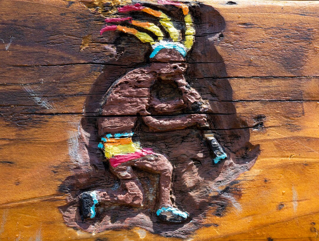 (Rick Egan | The Salt Lake Tribune) A carved Kokopelli, on the Willow Heights bench on the Willow Heights Bench hike in Big Cottonwood Canyon, on Wednesday, June 16, 2021.