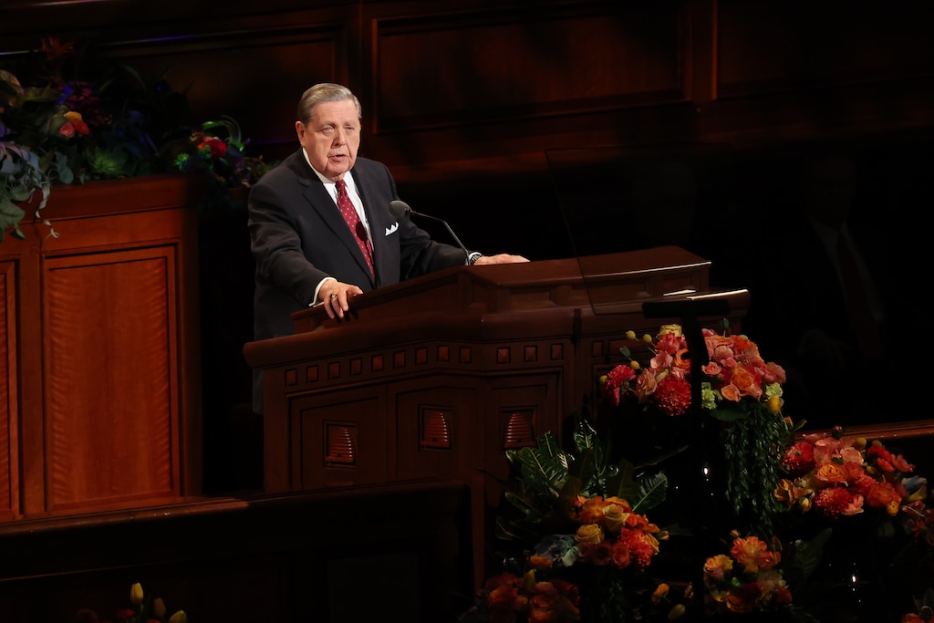 (The Church of Jesus Christ of Latter-day Saints) Apostle Jeffrey R. Holland speaks at General Conference on Sunday, Oct. 2, 2022. Thousands have signed an online petition opposing his scheduled appearance at Southern Utah University's commencement in April.