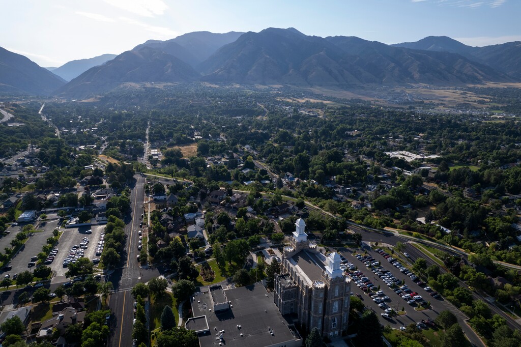 (Rick Egan | The Salt Lake Tribune) An aerial view of Logan on Friday, July 19, 2024.