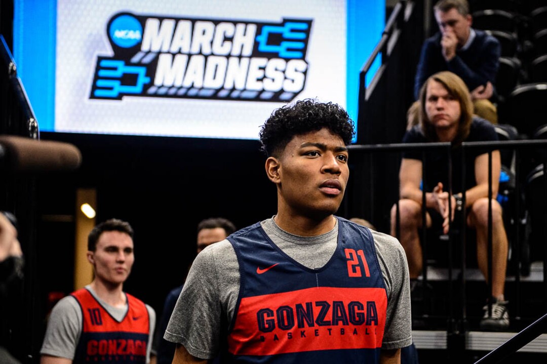(Trent Nelson | The Salt Lake Tribune)  Gonzaga Bulldogs forward Rui Hachimura (21) as the Gonzaga Bulldogs practice for the 2019 NCAA Tournament in Salt Lake City on Wednesday March 20, 2019.