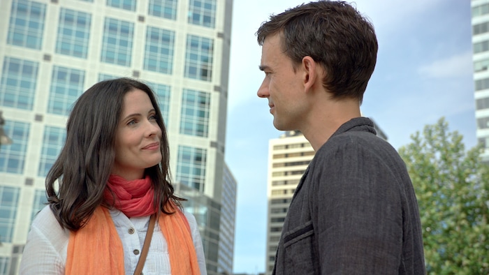 |  Purdie DistributionSimon (Christopher Gorham, right), an author hiding behind a pseudonym, has a date with Tess (Elizabeth Tulloch), a bookstore owner, in the romantic comedy "We Love You, Sally Carmichael!"