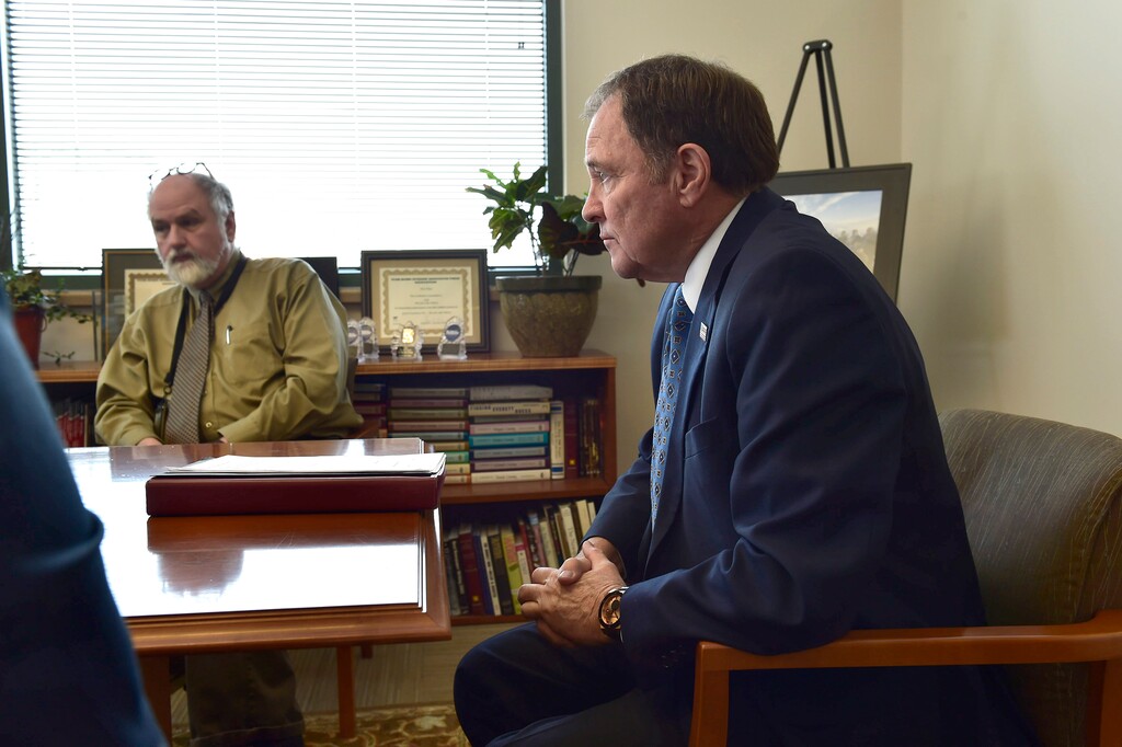 (Scott Sommerdorf   |  The Salt Lake Tribune)   Utah Governor Gary Herbert speaks with the Salt Lake Tribune editorial board, Wednesday, December 13, 2017.  