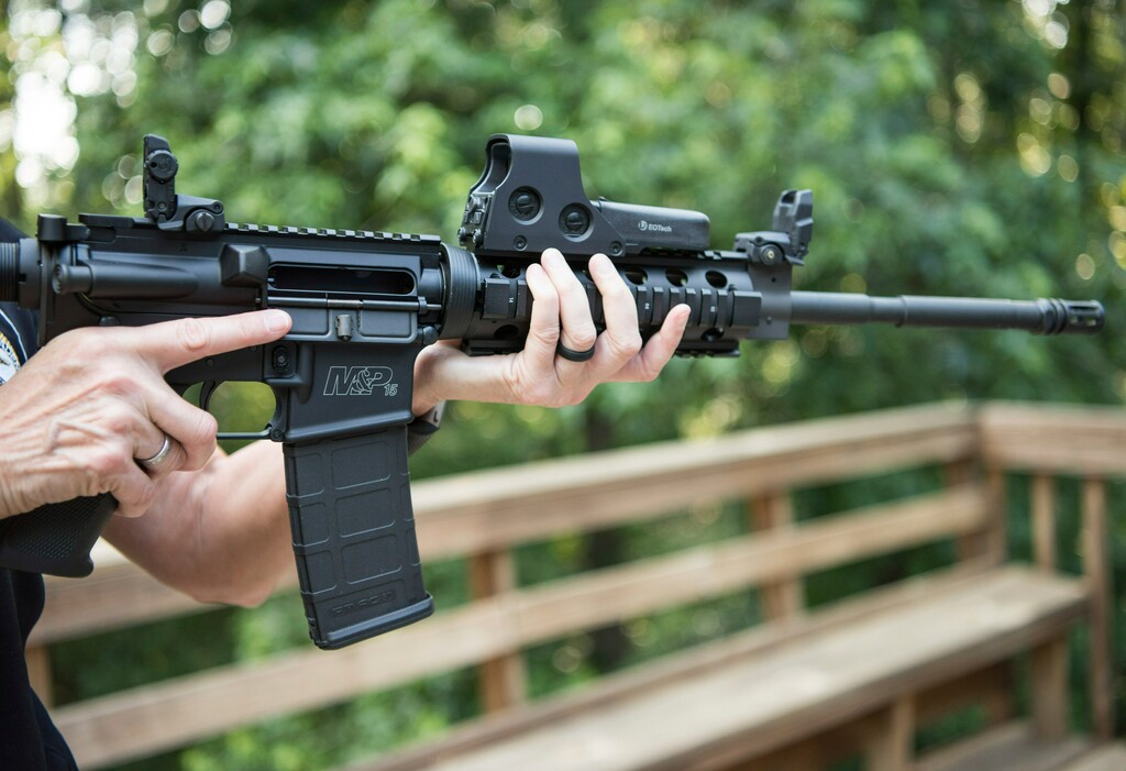 (Lisa Marie Pane | Associated Press file photo)  An AR-15 is held in Auburn, Ga., in June 2016.