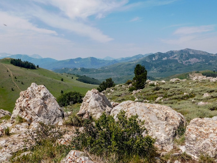 (Erin Alberty|The Salt Lake Tribune) Bald Mountain provides a view of the Wasatch Mountains from Deer Creek Resort. Photo taken Aug. 6, 2017.