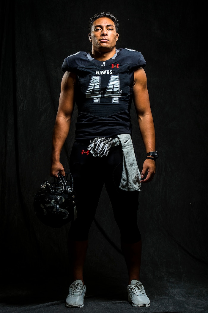 Chris Detrick | The Salt Lake Tribune
Alta linebacker MJ Tafisi poses for a portrait Friday December 9, 2016.