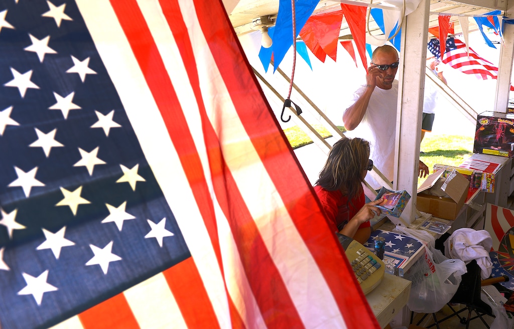 Leah Hogsten  |  The Salt Lake Tribunel-r "She and her dad are like big kids," said Amanda Webster of her husband Ronald as the two bought  sparklers for their daughter Alia Jo, 6, and other small fireworks for the Fourth of July celebration. Fireworks went on sale Wednesday, July 1, 2015.   