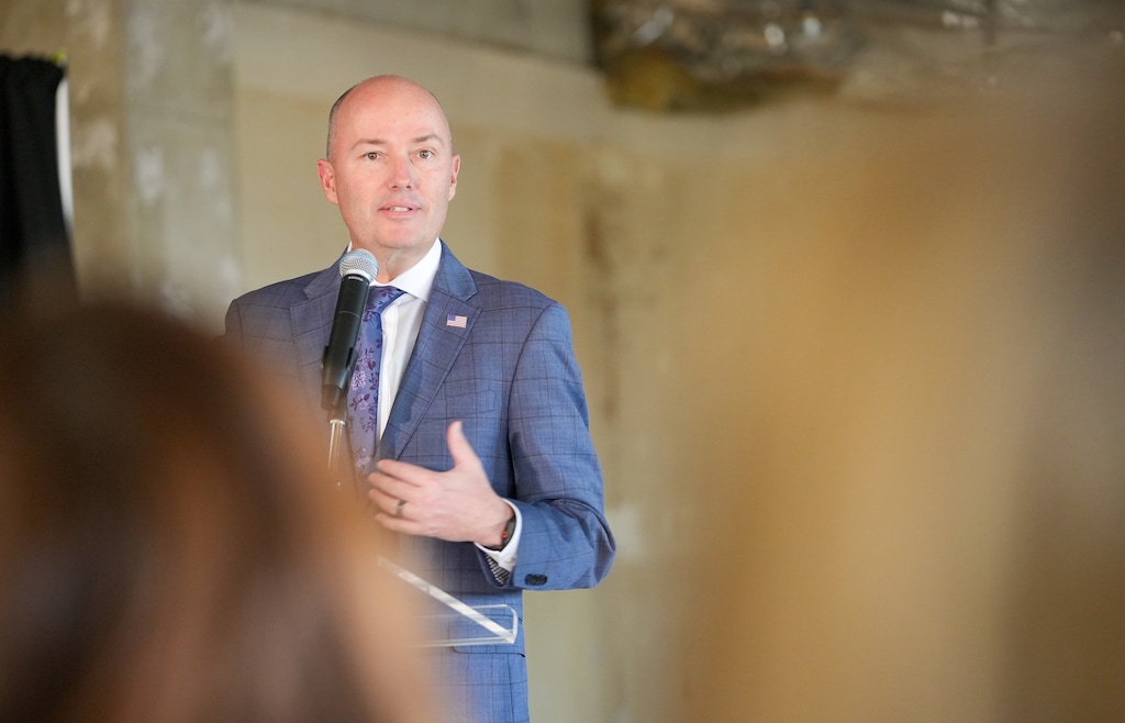 (Chris Samuels | The Salt Lake Tribune) Gov. Spencer Cox speaks at 515 Tower in Salt Lake City on Thursday, Oct. 30, 2025. According to an amended conflict of interest form, the Utah governor has a deal to publish a book.