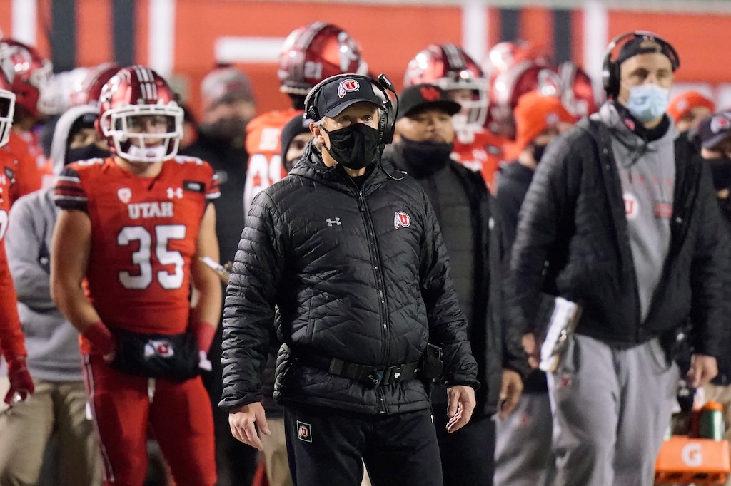 (Rick Bowmer | AP) Utah head coach Kyle Whittingham looks on during the second half of an NCAA college football game against Oregon State Saturday, Dec. 5, 2020, in Salt Lake City.