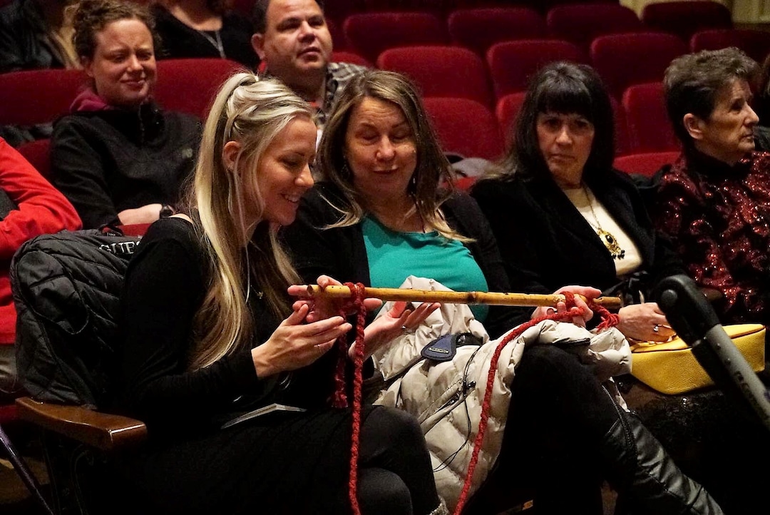 (Photo courtesy Utah Opera) Visually impaired patrons feel a flute prop at a dress rehearsal for Utah Opera's production of Mozart's "The Magic Flute" at Salt Lake City's Capitol Theatre on Wednesday, March 6, 2019. Utah Opera, the Moran Eye Center and the Utah Council for the Blind organize the annual event for visually impaired opera fans.
