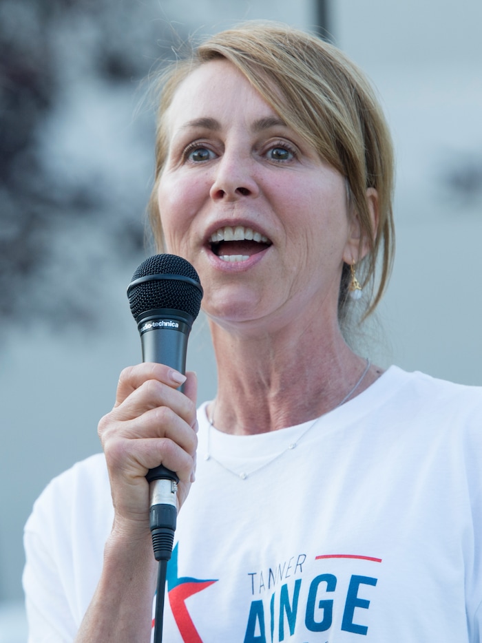 (Rick Egan  |  The Salt Lake Tribune) Danny Ainge's Wife, Michelle Ainge says a few words about their son Tanner Ainge, at a fundraiser in Provo.Tanner Ainge, is running for congress, in Utah’s third district. Monday, August 7, 2017.