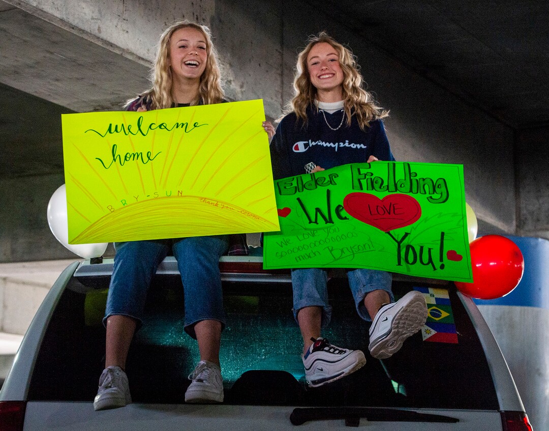 (Rick Egan  |  The Salt Lake Tribune)      The Fieldings wait for their brother to arrive from the Philippines at the Salt Lake City International Airport, Sunday, March 22, 2020.