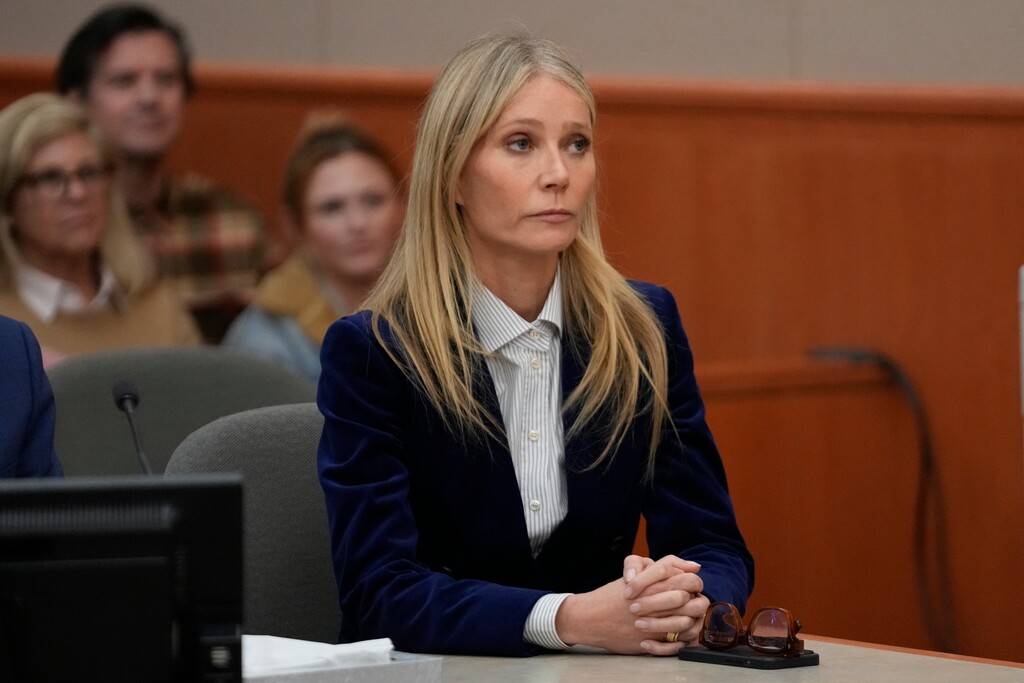(Rick Bowmer | AP) Gwyneth Paltrow reacts as the verdict in is announced in the civil case against her on Thursday, March 30, 2023, in Park City. The case centered on a 2016 ski crash at Deer Valley Resort, which the Utah man who sued Paltrow said she caused. A jury found Thursday that the movie star was not at fault for the collision.