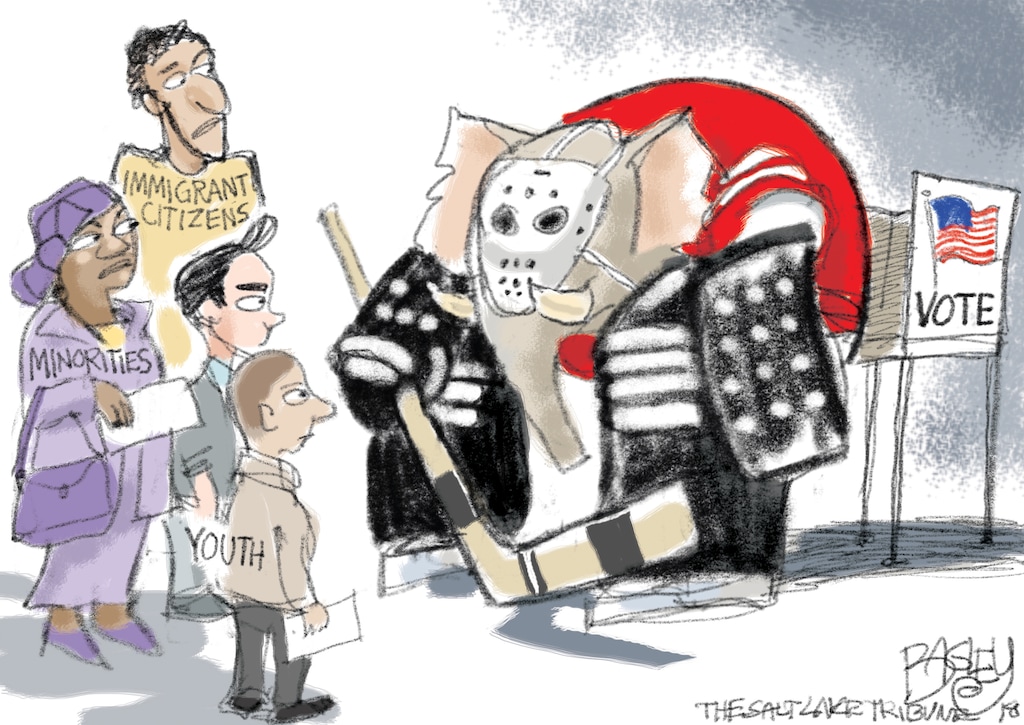 This Pat Bagley cartoon appears in The Salt Lake Tribune on Friday, April 6, 2018.