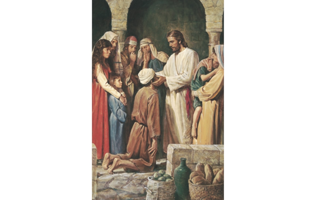 (The Church of Jesus Christ of Latter-day Saints) "Christ Healing a Blind Man," by Del Parson.