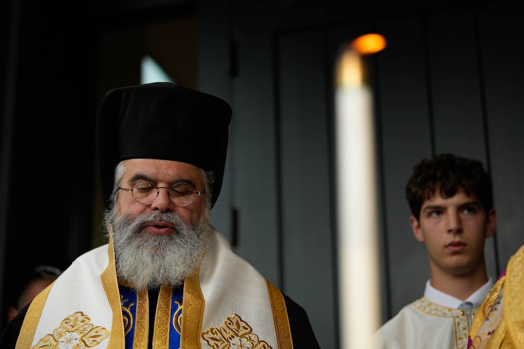 (Francisco Kjolseth  |  The Salt Lake Tribune) Metropolitan Constantine of Denver participates in opening ceremonies at St. Anna Greek Orthodox Church in Sandy on Saturday, July 13, 2024.