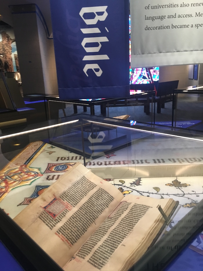 (Thomas Burr | The Salt Lake Tribune) A manuscript dating from around 1400-1425 A.D. that was once part of a multivolume Latin Bible is on display at the new Museum of the Bible in Washington, D.C.