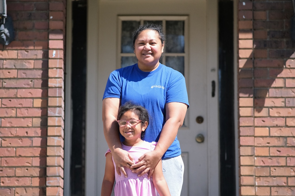 (Michael Lee | The Salt Lake Tribune) Kalo Hokafonu and her daughter Magnolia at their Poplar Grove home on Aug. 10, 2023.