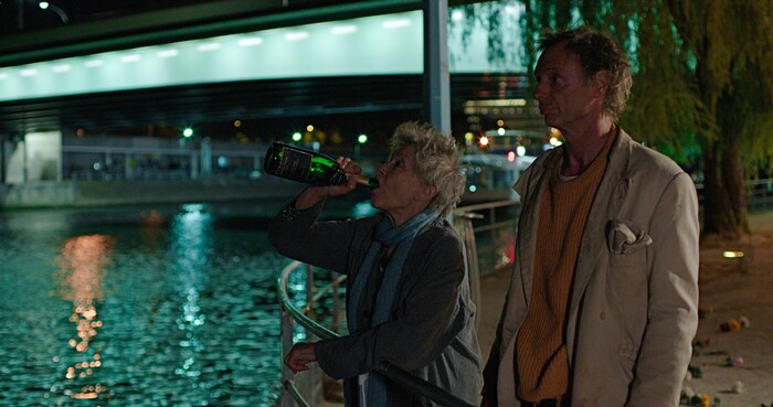 ( Courtesy |  Oscilloscope Films) Martha (Emmanuelle Riva, left), an elderly Parisian, looks out on the Seine with Dom (Dominque Abel), a roguish vagabond, in the comedy "Lost in Paris," directed and written by Abel and Fiona Gordon, who also stars.