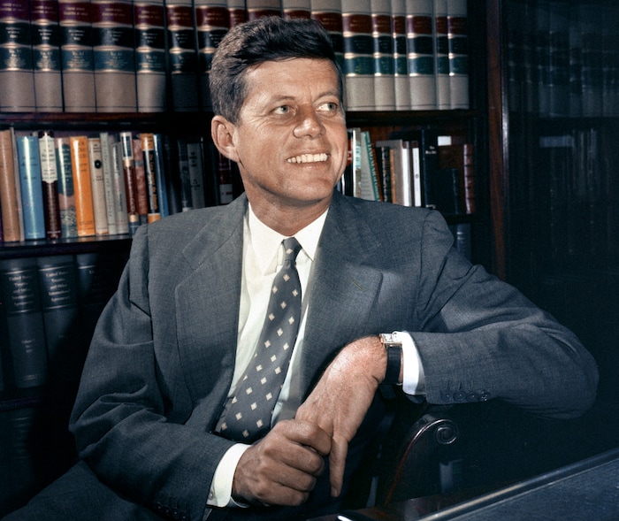 In this Feb. 27, 1959 file photo, Sen. John F. Kennedy, D-Mass., is shown in his office in Washington. Monday, May 29, 2017 marks the 100-year anniversary of the birth of Kennedy, who went on to become the 35th President of the United States. (AP Photo, File)