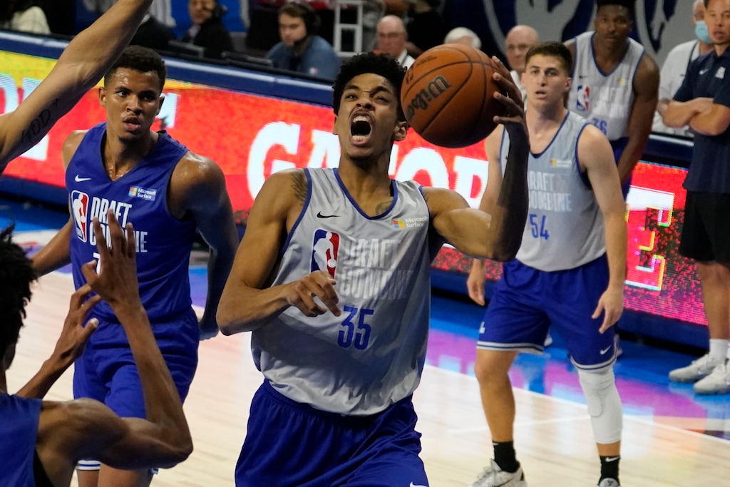 (Charles Rex Arbogast  |  The Associated Press) Josh Minott participates in the NBA basketball draft combine at the Wintrust Arena Friday, May 20, 2022, in Chicago.