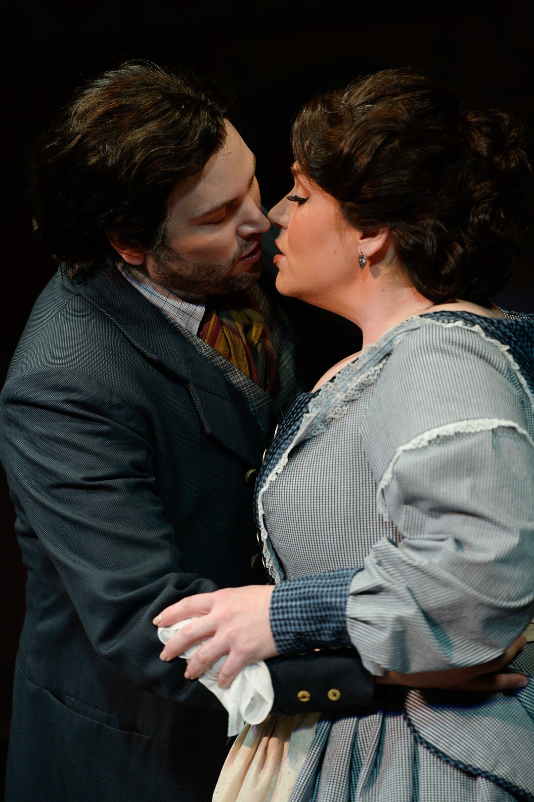 (Francisco Kjolseth  |  The Salt Lake Tribune)  Utah Opera's season opener, "La bohème," Puccini's popular tearjerker about starving artists in turn-of-the-century Paris, opens for five shows on Oct. 7, 2017. On set were: Jennifer Black (Mimì) and Scott Quinn (Rodolfo).