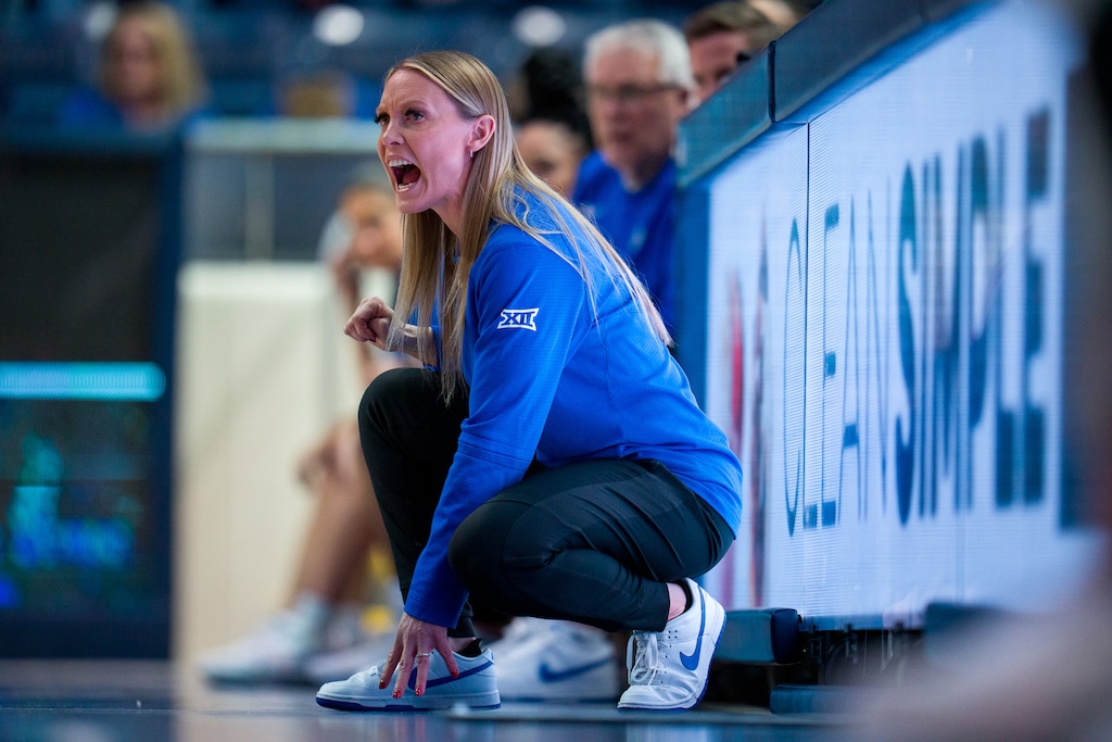 (Trent Nelson  |  The Salt Lake Tribune) Coach Amber Whiting as BYU hosts Iowa State, NCAA basketball in Provo on Saturday, Jan. 6, 2024.