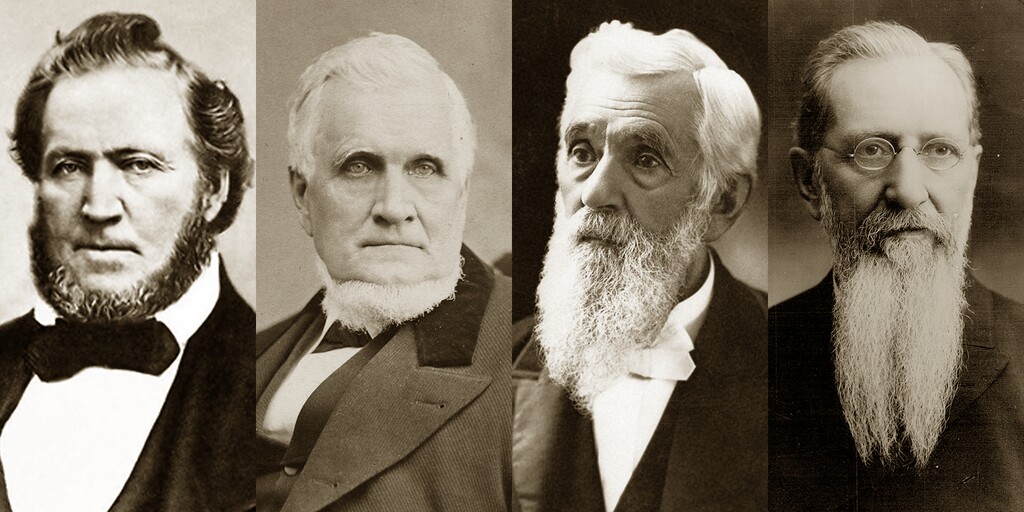 Brigham City, Taylorsville, Snowville and Fielding are Utah cities named to honor early LDS Church presidents, from left, Brigham Young, John Taylor, Lorenzo Snow and Joseph F. Smith.