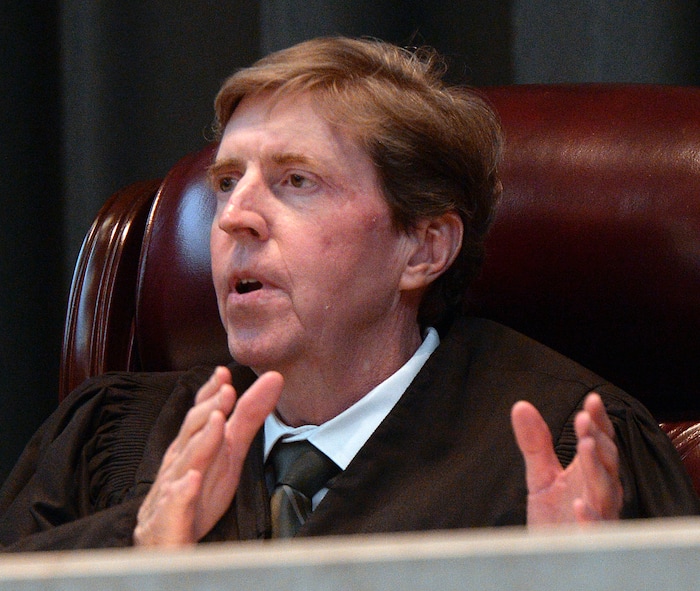 (Al Hartmann  |  The Salt Lake Tribune) 	
Utah Supreme Court Chief Justice Matthew Durrant questions federal public defender Charlotte Merrill, at the Utah Supreme Court Wednesday Jan. 10. The court heard arguments regarding Anthony Michael Archuleta, 55, who has been on death row since his conviction in 1989 for the Nov. 21, 1988, torture slaying of Gordon Ray Church, a 28-year-old Southern Utah State College theater student, at a remote location in Millard County. In separate trials, Archuleta and co-defendant Lance Conway Wood each were convicted of capital murder. Wood was sentenced to life in prison. Archuleta was sentenced to death. 