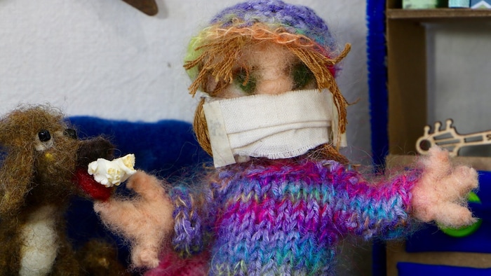 (Nan Chalat-Noaker | Nanimation Studios) A woman hunkers down in "Pandemania 2," directed by Nan Chalat-Noaker, one of the short films in The Salt Lake Tribune's Quarantine Film Festival.