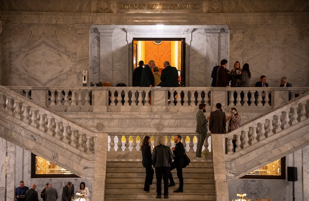 (Rick Egan | The Salt Lake Tribune)  Lawmakers work late into the evening, on the last night of the legislature, on Friday, March 1, 2024.