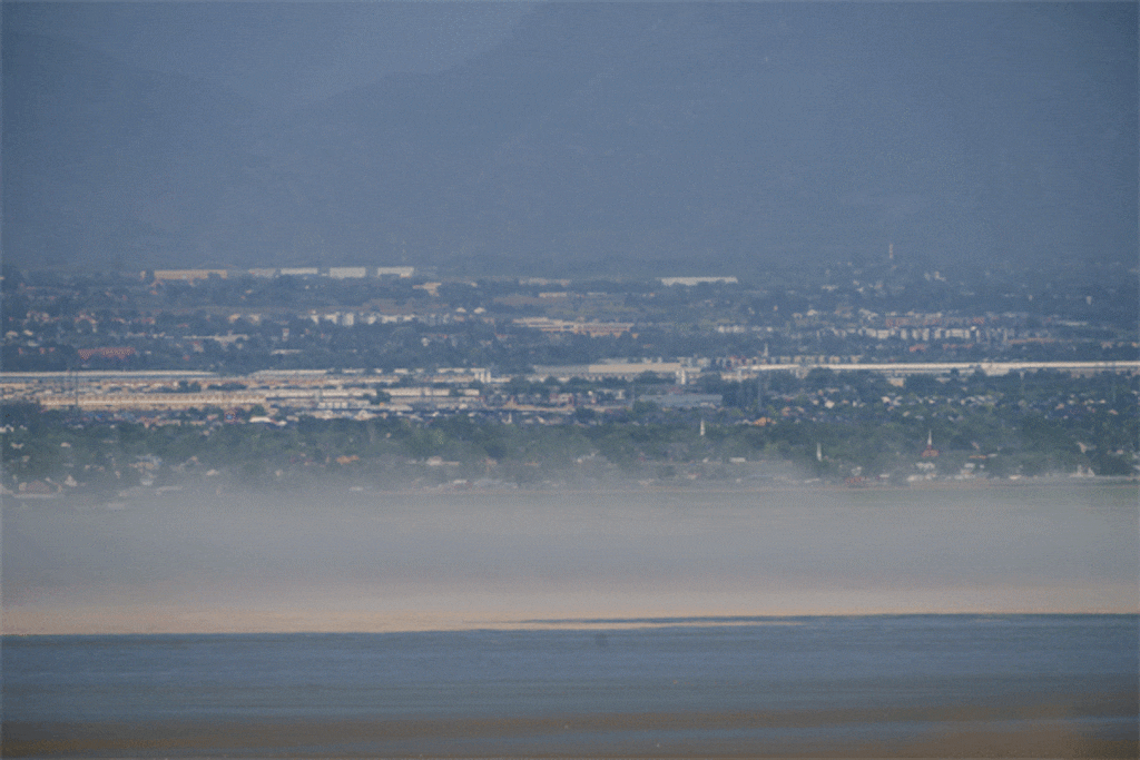 (Trent Nelson | The Salt Lake Tribune) Dust blows over the Great Salt Lake in Davis County on Monday, May 12, 2025.