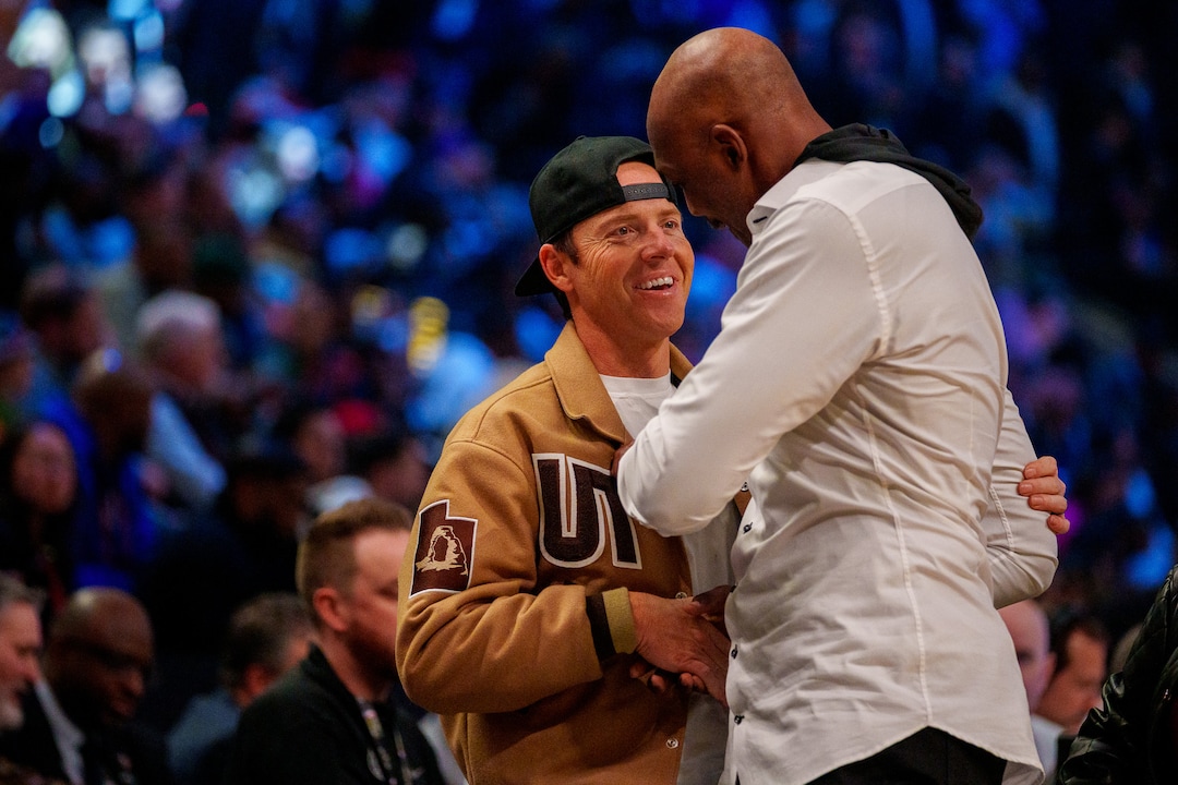 (Trent Nelson  |  The Salt Lake Tribune) Utah Jazz owner Ryan Smith and Karl Malone at the NBA All-Star Game in Salt Lake City on Sunday, Feb. 19, 2023.