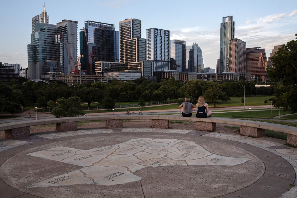 (Tamir Kalifa | The New York Times)
The skyline of Austin, Texas, June 26, 2020. "Between 2010 and 2020, the fastest-growing states were mostly red," writes New York Times columnist David Brooks. "During the pandemic that trend accelerated, and once again, most of the big population-gaining states are governed by Republicans."